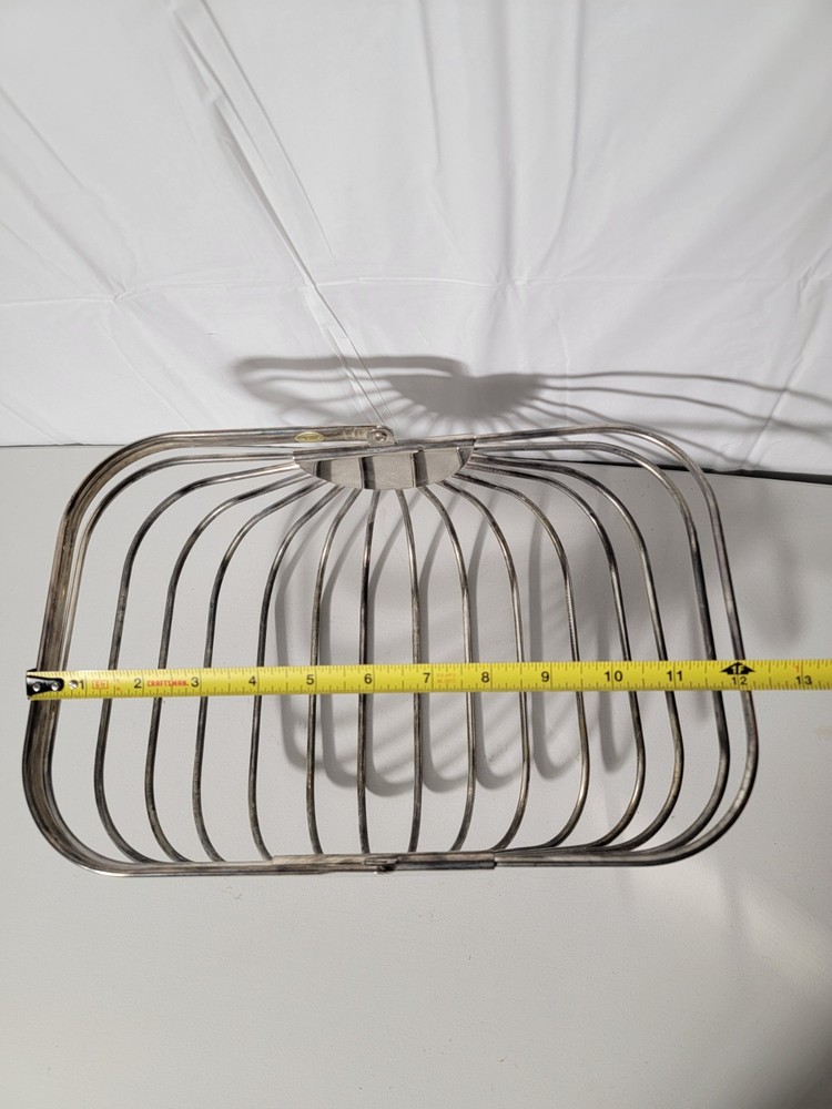 Vintage Godinger Silver/chrome Plated Bread/Fruit Basket W/ Folding Handle 1988