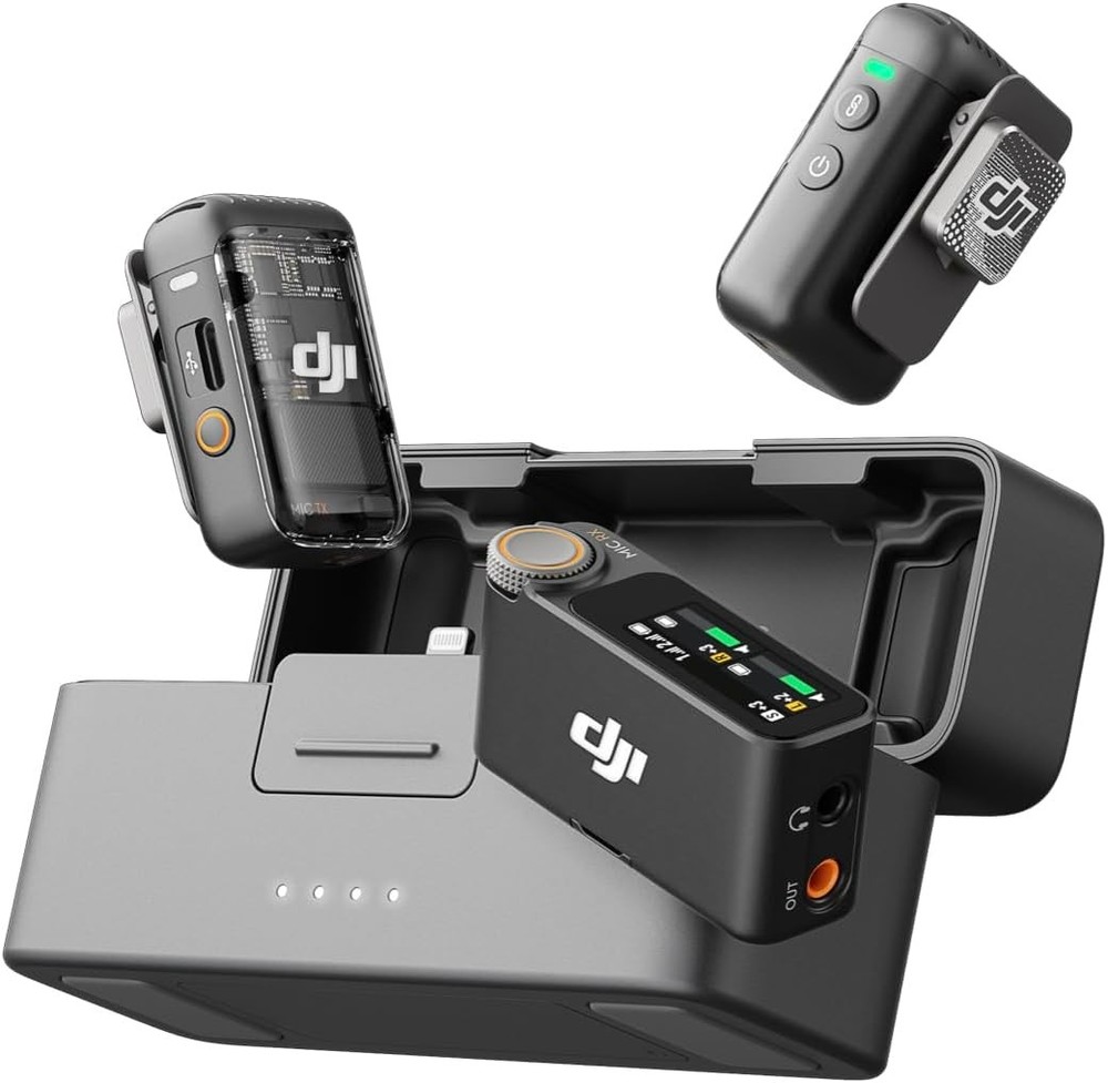 DJI Mic 2 (2 TX+1 RX+Charging Case)Wireless Microphone for iPhone,Android,Camera