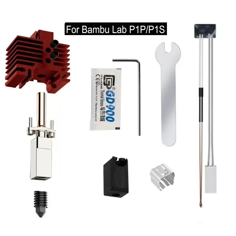 For Bambu lab P1P/P1S/X1/X1C 3D Printer Hotend Kit Extruder Brass Nozzle Replace