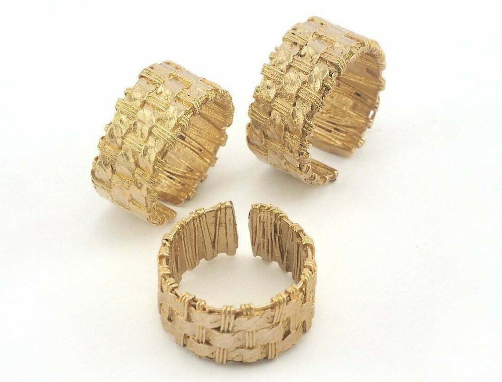 Weave Shape Adjustable Ring Raw Brass (17mm 7US inner size - Adjustable ) OZ3186