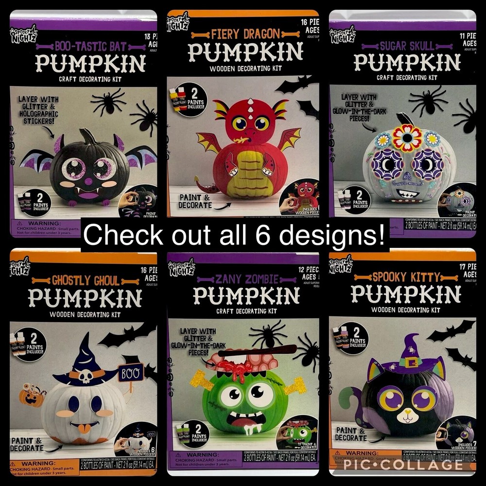 Pumpkin Decorating Kit, Wooden - Ghostly Ghoul Includes Paint