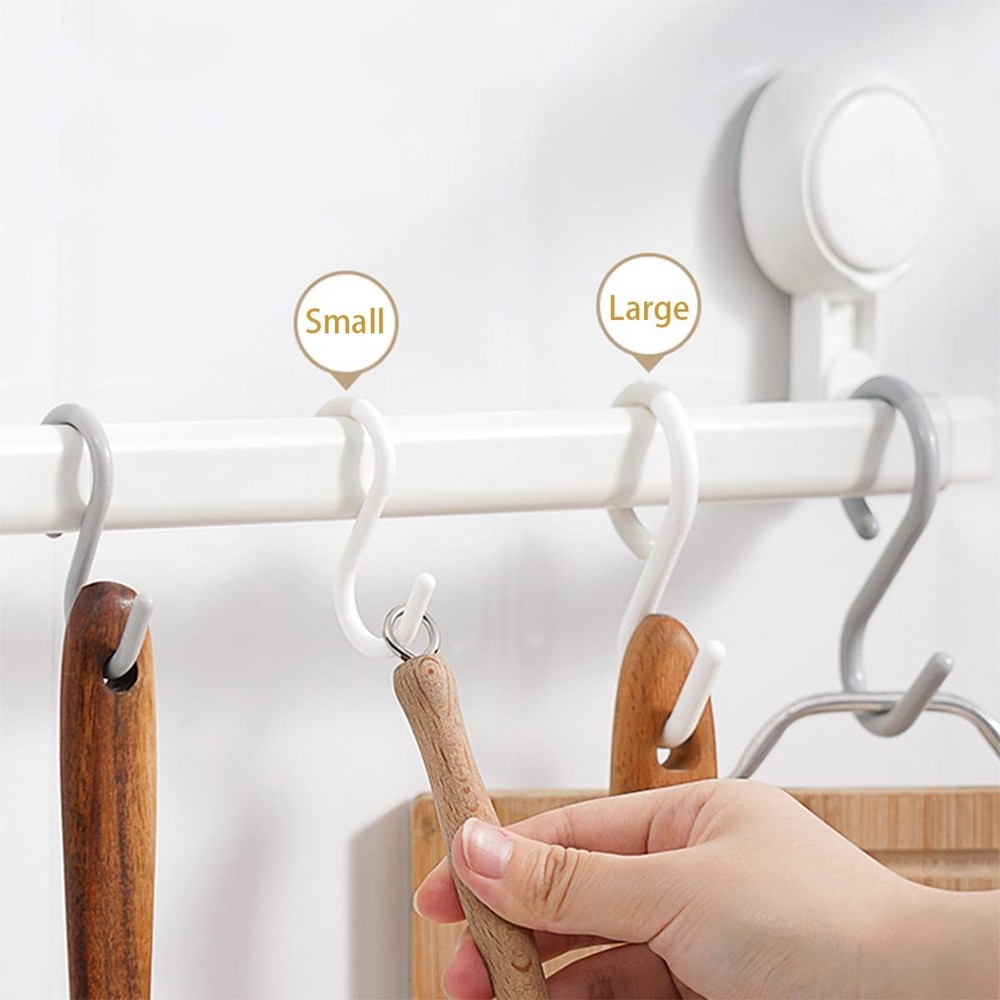 Mt.Jun 6-Pack Secure Quiet Plastic S Hooks, Flexible Neck for Easy Twist Lo...