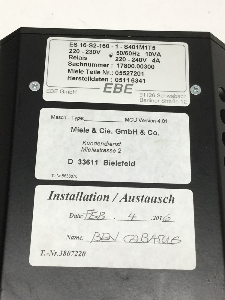 Miele MCU Micro Computer Control Unit 230VAC from CyberClean 6001 Washer