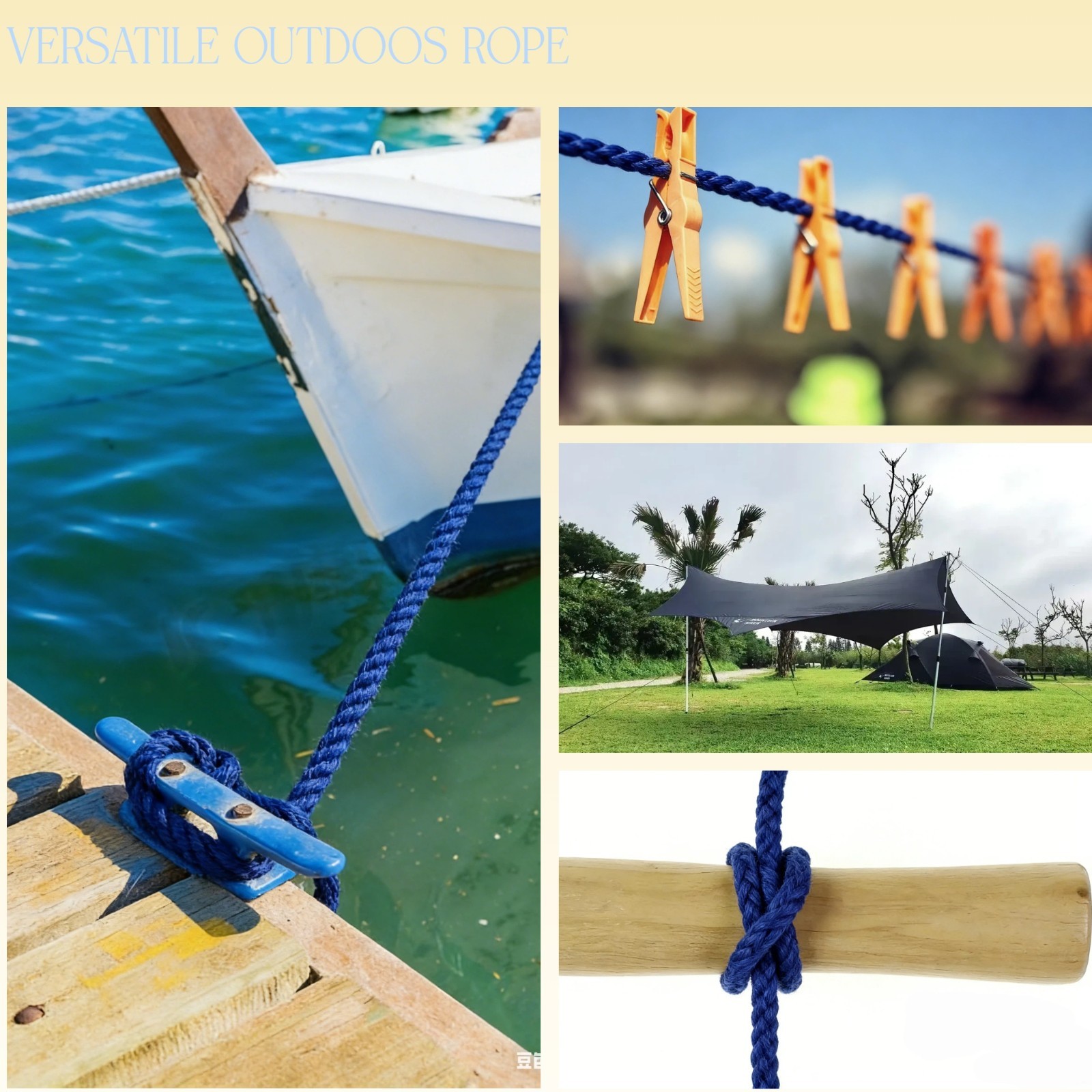 5/8 140 FT Polypropylene Solid Braid Rope for Camping Garden Work