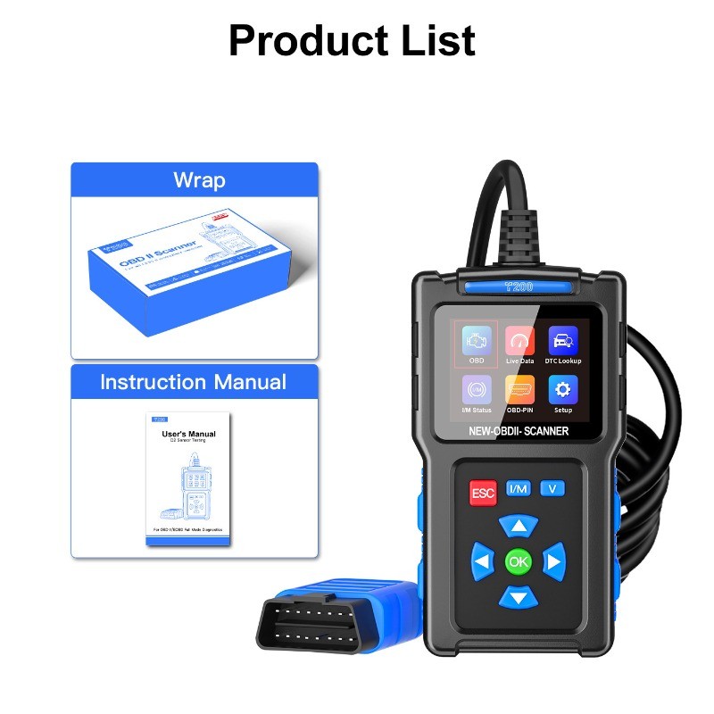 T200 OBD2 Car Diagnostic Scanner Engine Code Reader Battery Tester Smart