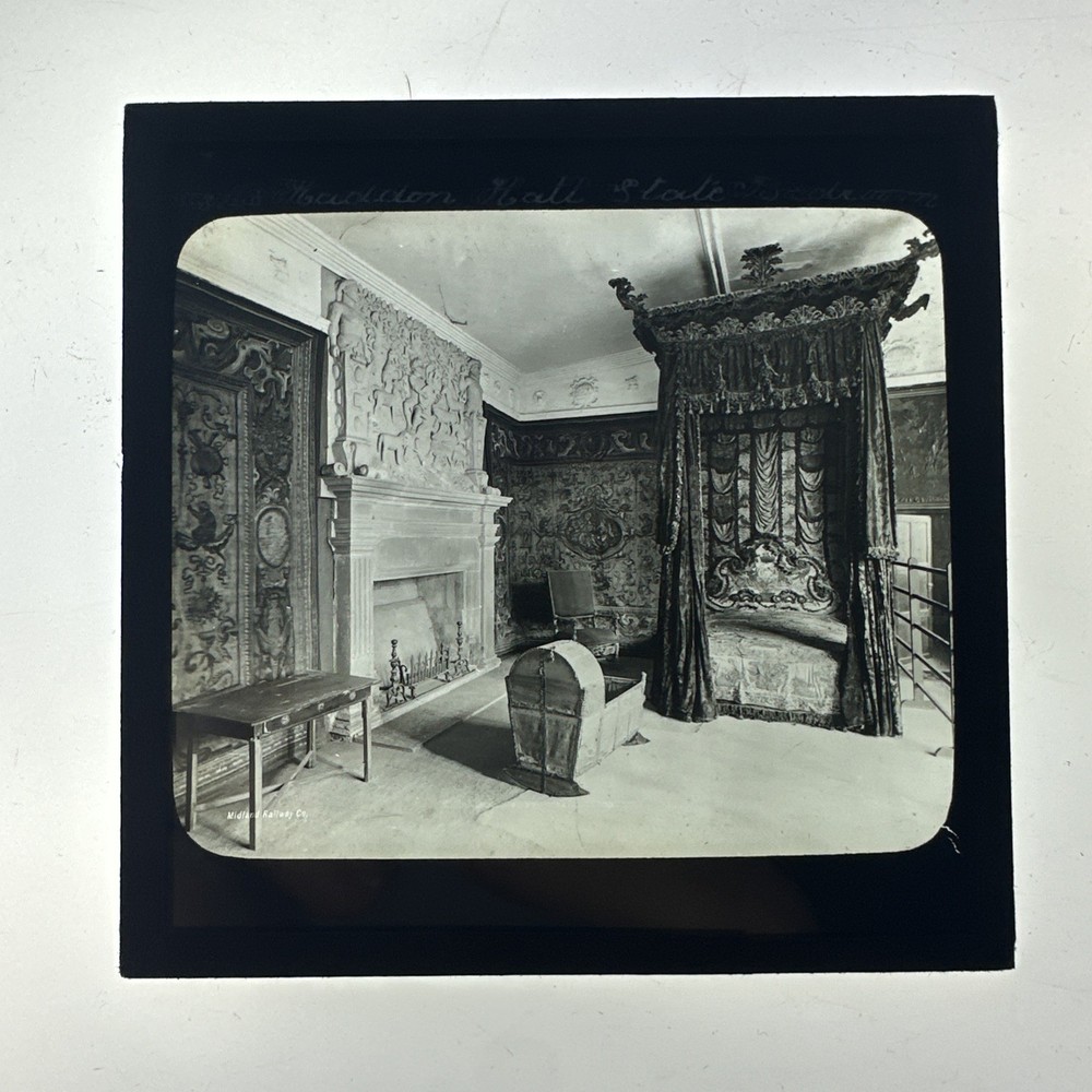 Antique Magic Lantern Slide Haddon hall state bedroom