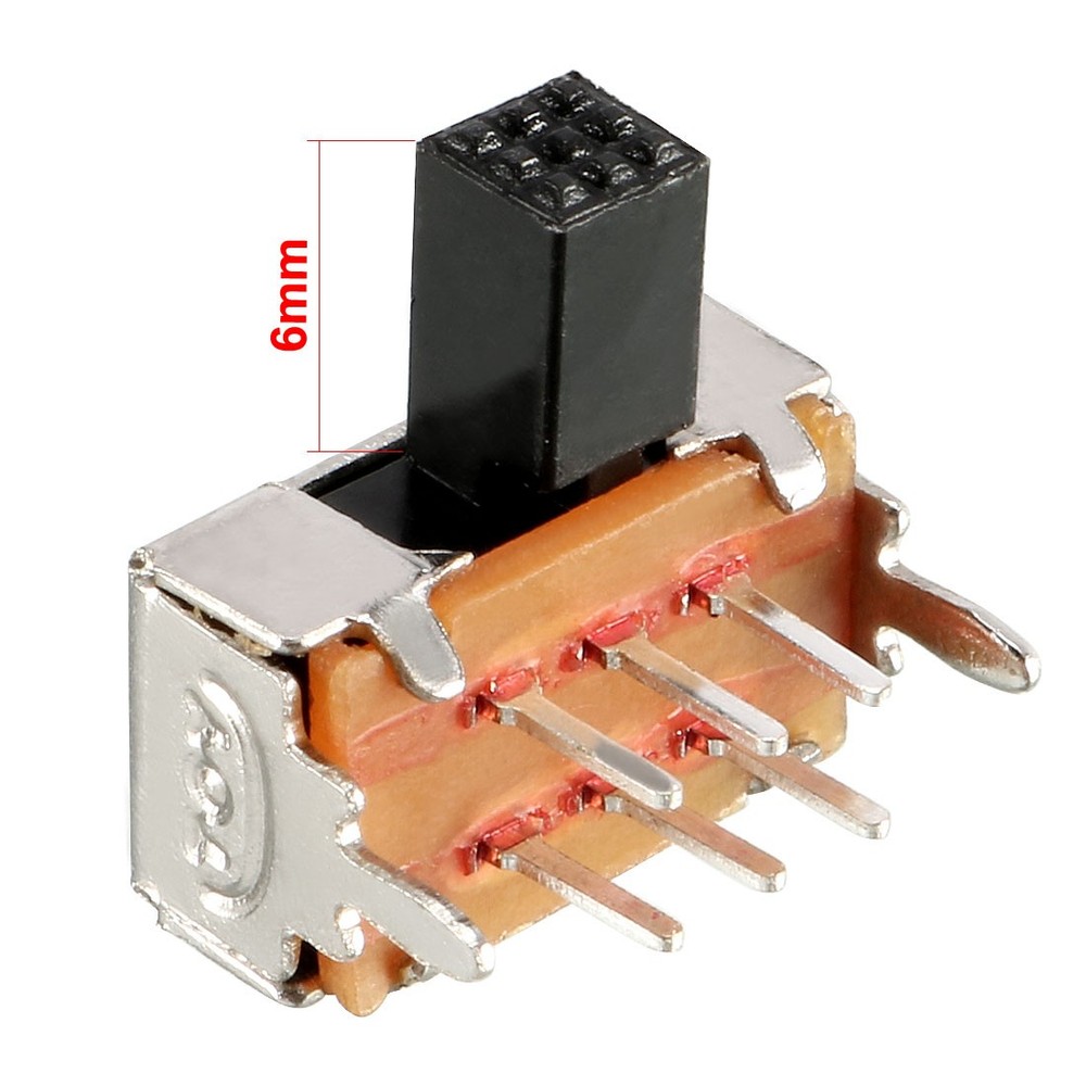 10Pcs 6mm Horizontal Slide Switch DPDT 2P2T 6 Terminals PCB Panel Latching