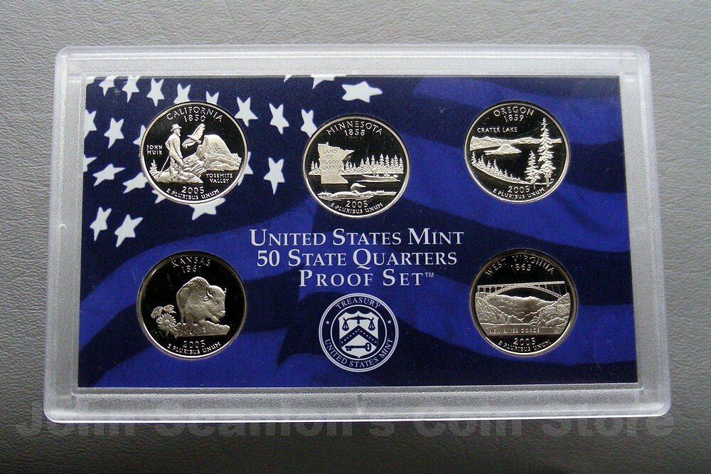2005 U.S. State Quarters Clad Proof 5-Coin Set (No Box)