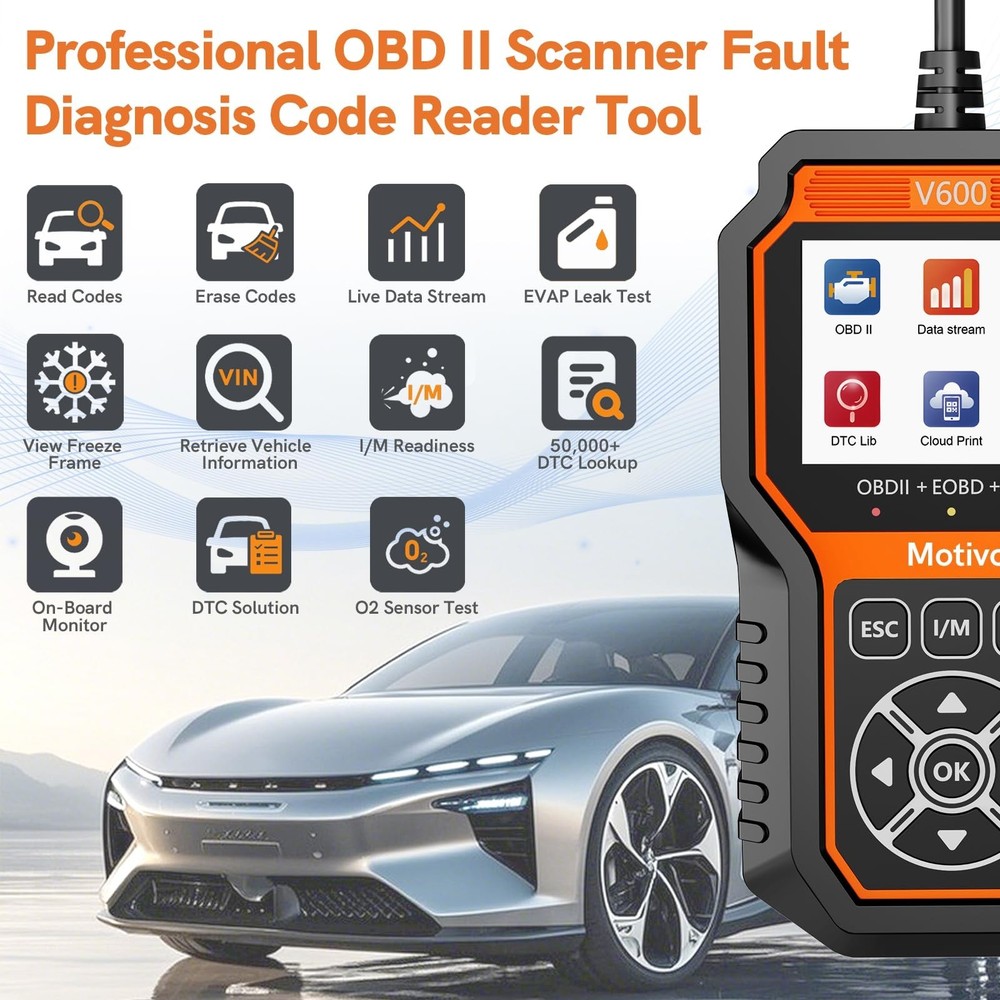 OBD2 Scanner Diagnostic Tool with DTC Solution Car Code Reader Reset Tool Che...