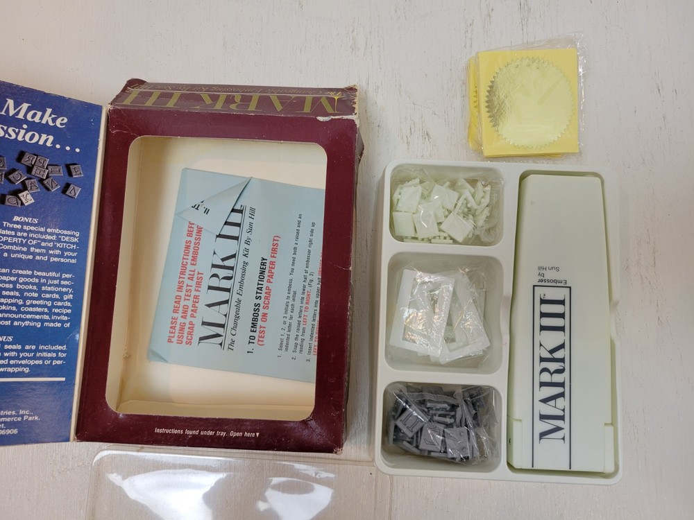 Mark III Hand Held Embossing Kit Switchable Monogram Initials NEW Extra Seals