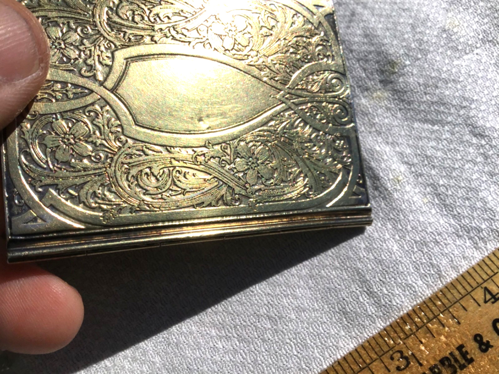 Gilt sterling Edwardian calling card case with hand chain William Kerr Co 1905