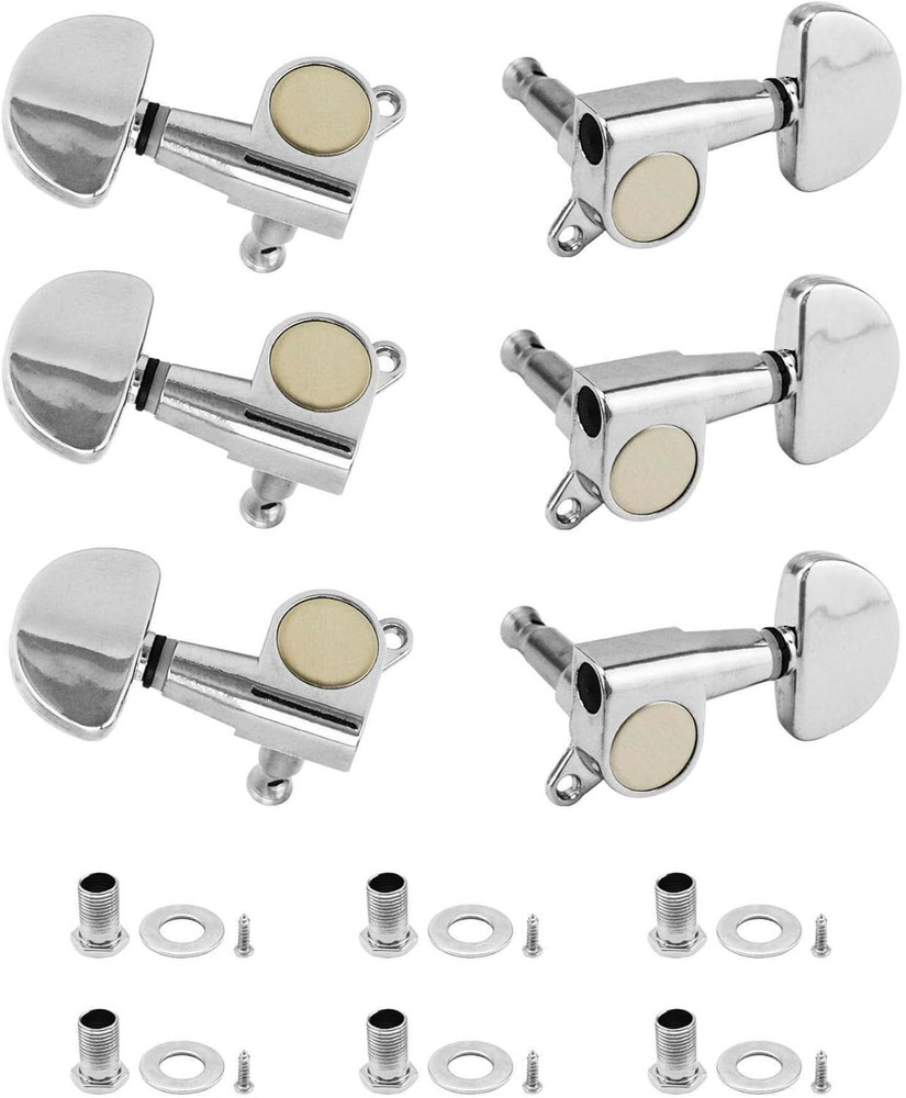 6Pack (3R+3L) Guitar String Inline Tuning Pegs Tuners Keys Machine Heads Chrome