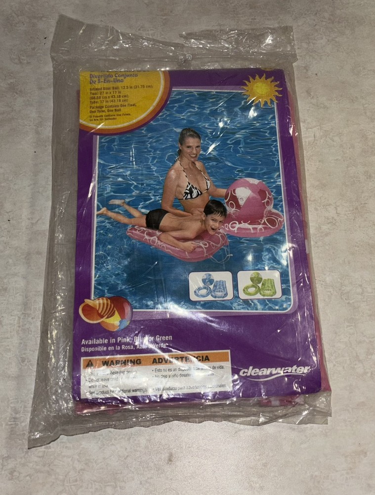 Vintage Pool Float Clearwater Pink Set