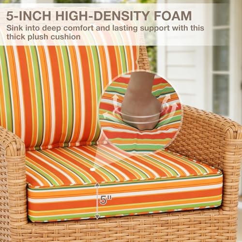 Deep Seat Patio Chair Cushions, 2 Piece Set, Water Resistant Set of 1 Rainbow