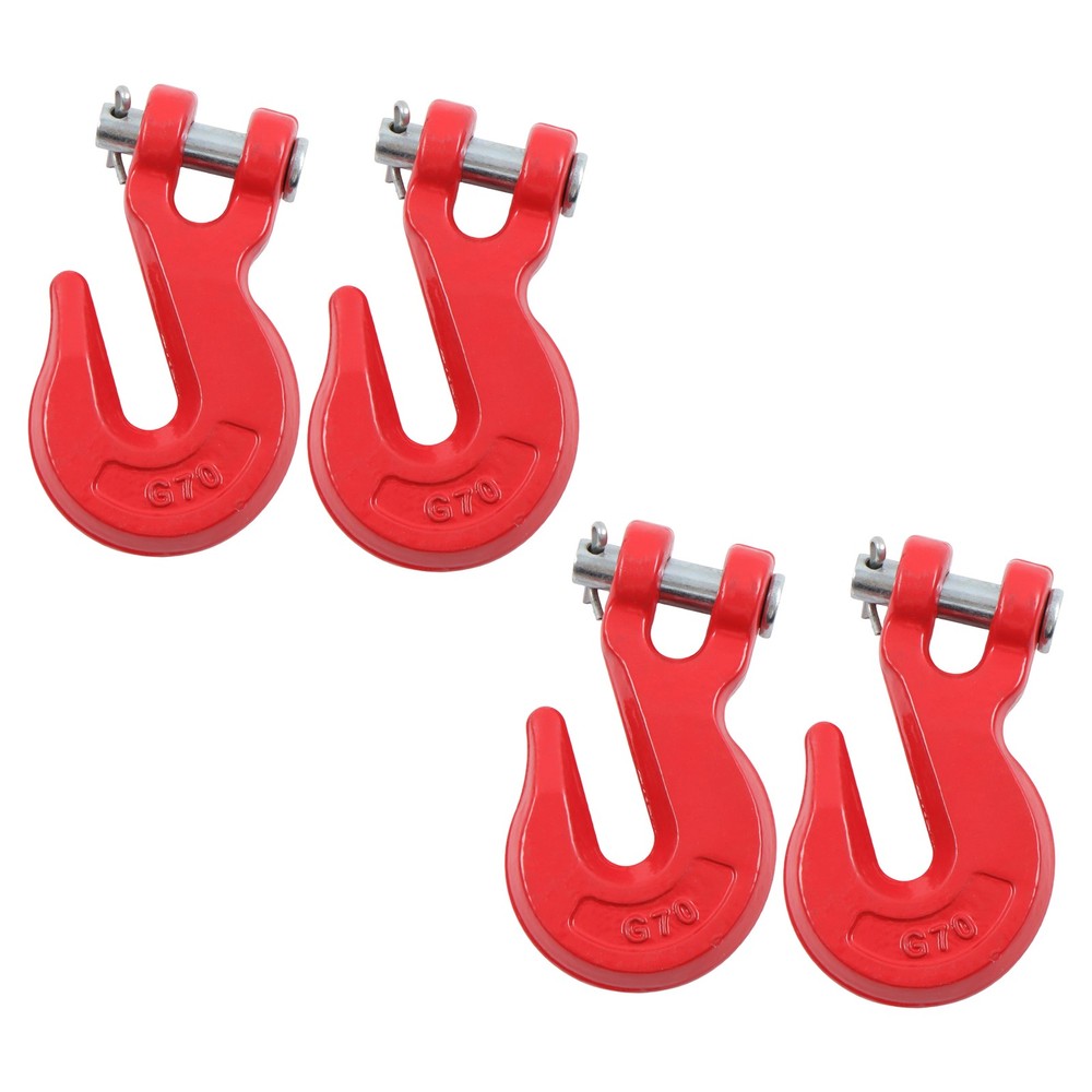 4 Pack 3/8" Clevis Grab Hooks G70 7500lbs Working Load Limit Red Chain Hooks