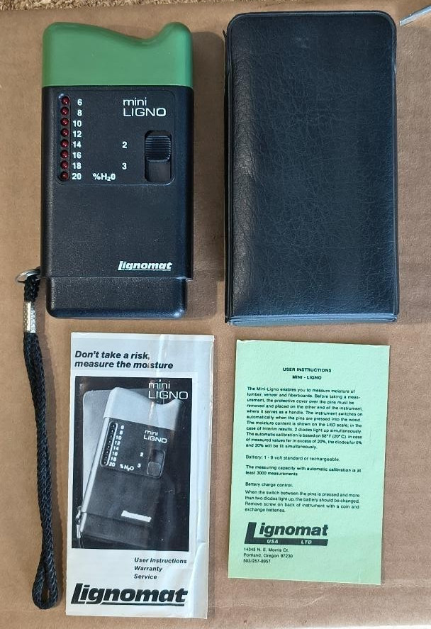Lignomat Mini-Ligno Pin Type Moisture Meter w/ Case & Instructions Free US Ship