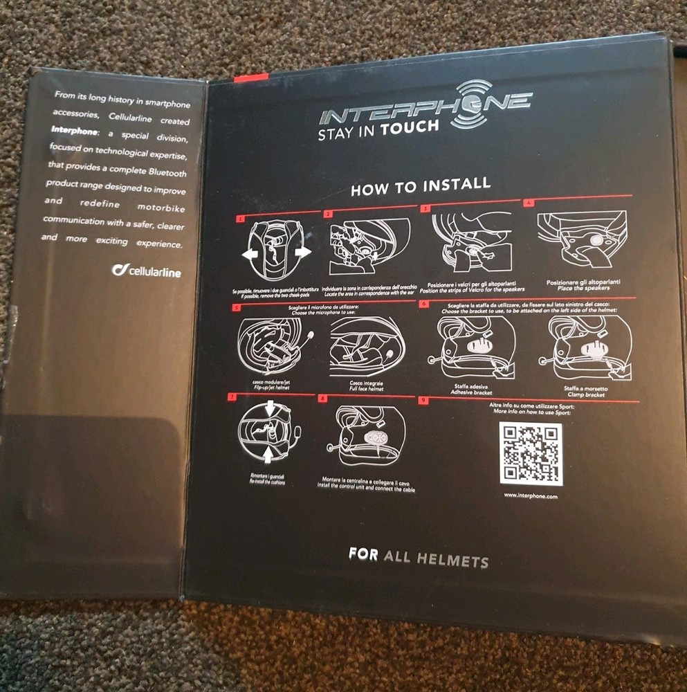 Interphone sport Intercom Dual Pack Motorcycle Intercom Bluetooth Headset Black