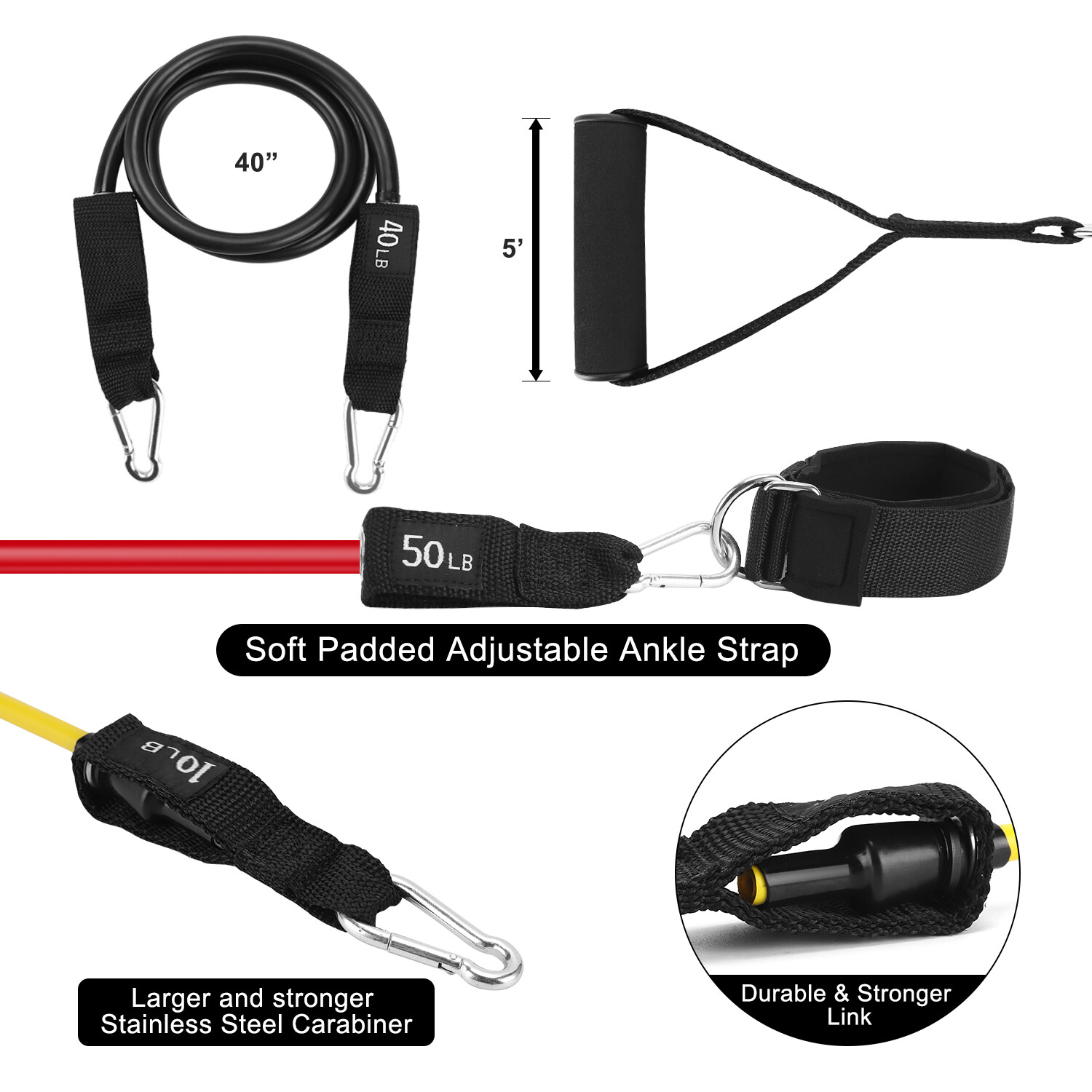 XPRT Fitness 11 PCS Resistance Bands Set Home Gym Exercise Tube Bands Training