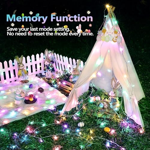 Easter String Lights 200 LED String Lights with 8 Modes Timer Connectable 65FT