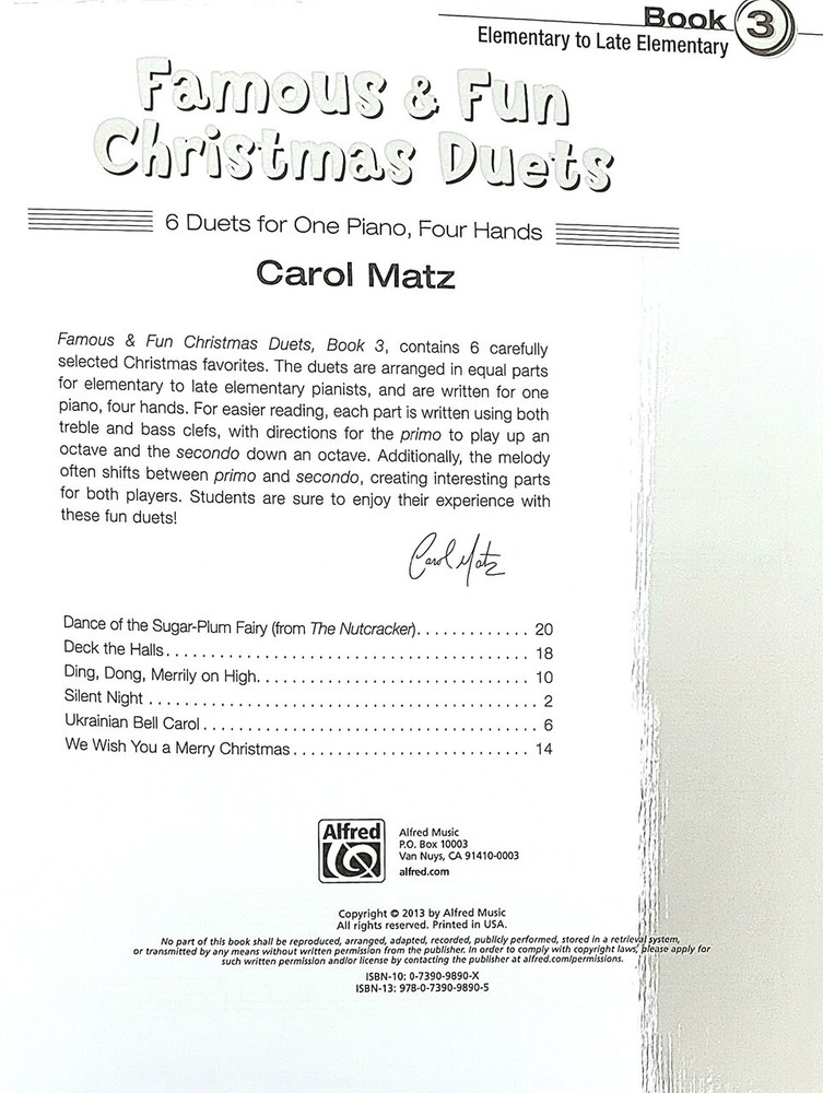 Famous & Fun Christmas Duets - Book 3