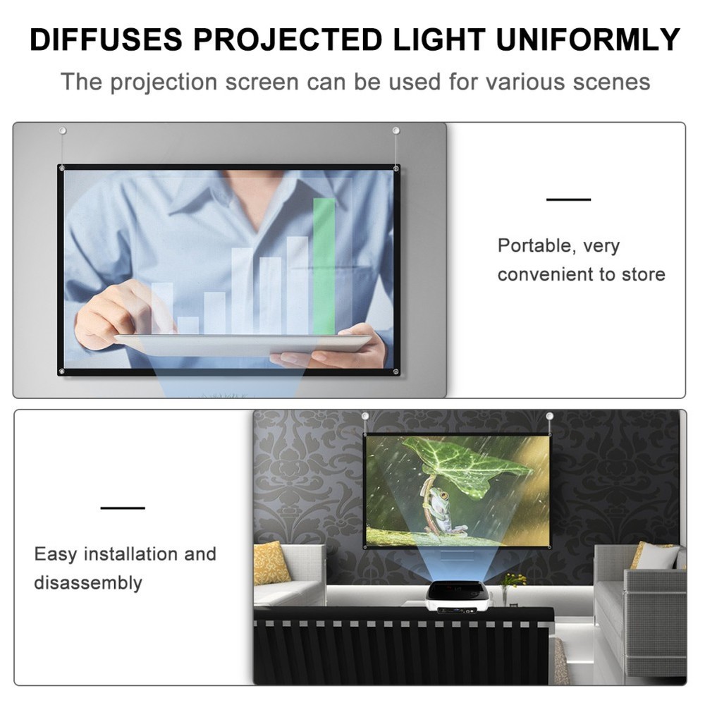 Roll Up Screen Projection Anti-crease Projector White Sheet Fold