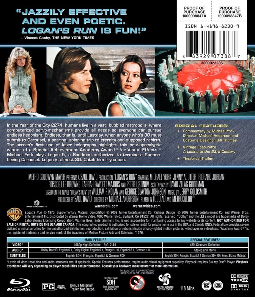 Logan's Run Blu-ray Michael York NEW
