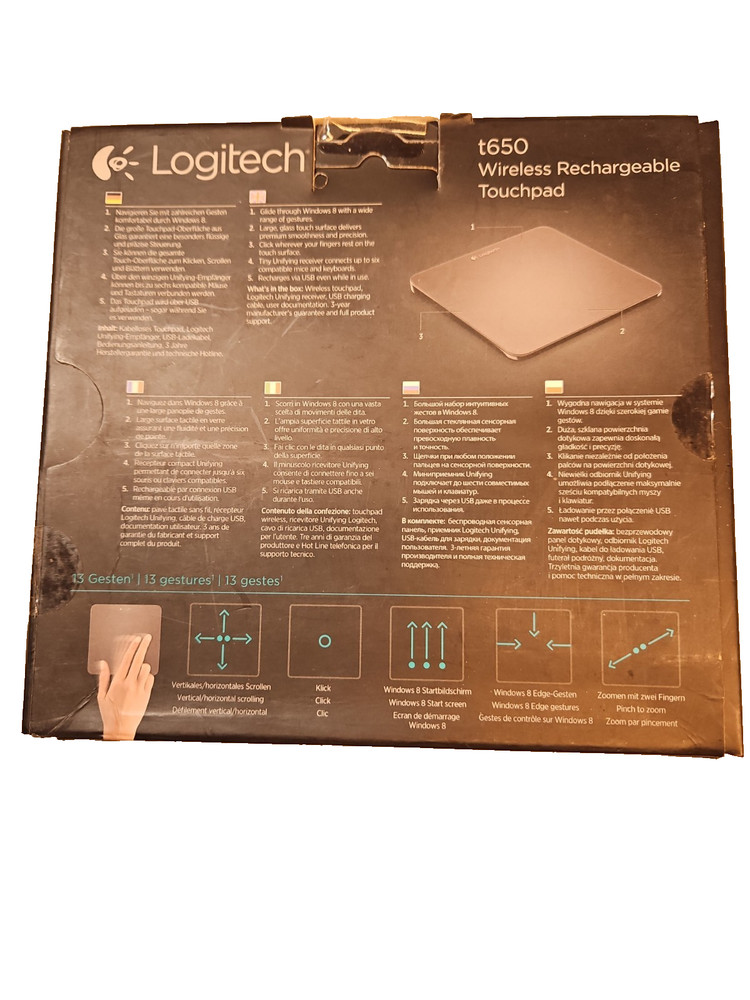 Logitech T650 Wireless Rechargeable Touchpad Mouse Excellent Condition