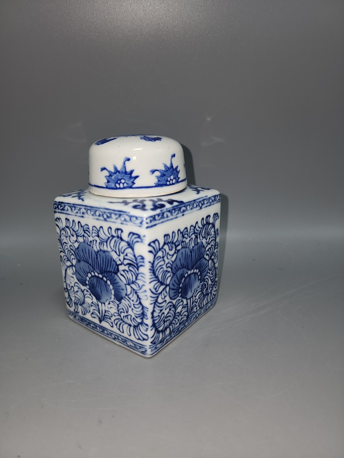 Small Square Blue & White Ginger Jar Canton Collection by Two's Company