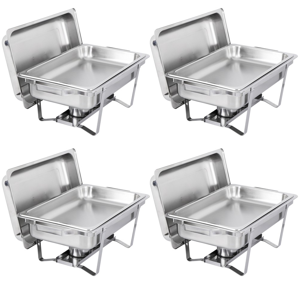 4 Packs of Stainless Steel Rectangular Chafing Dish Full Size  8 Quart