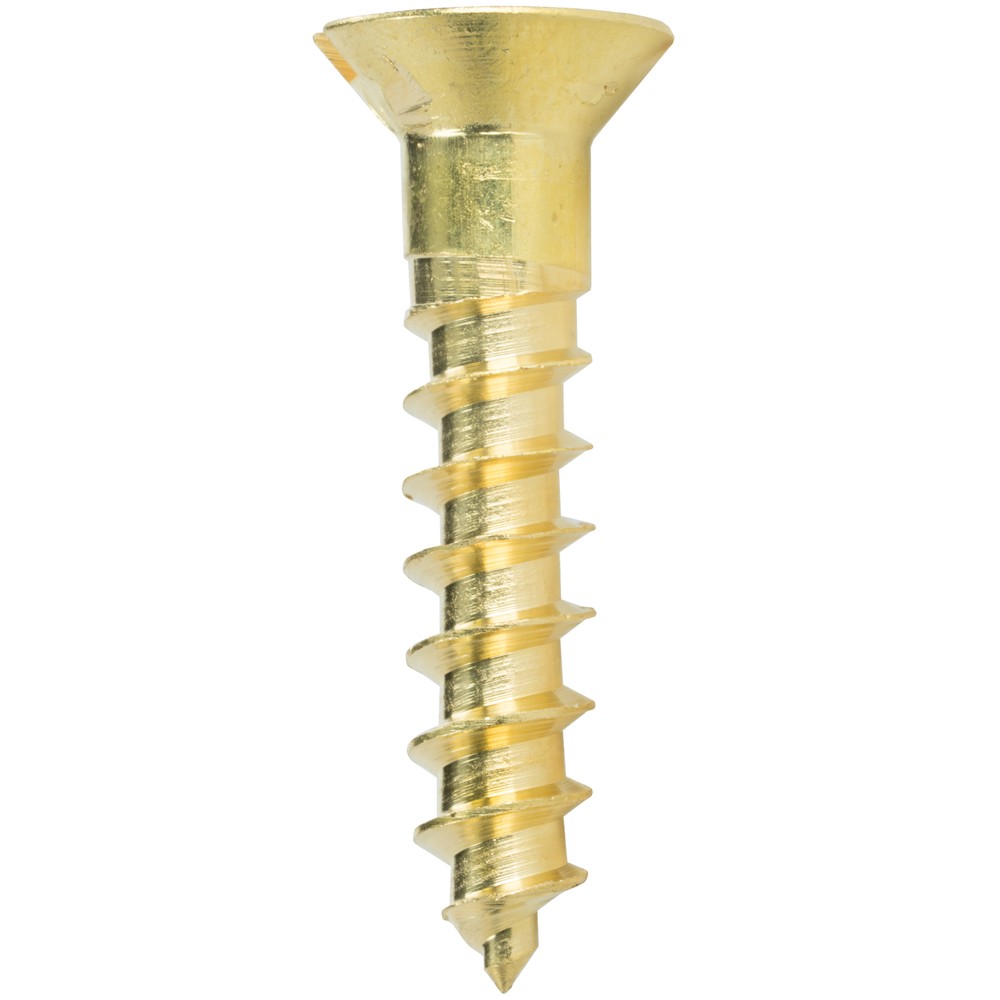 #4 Slotted Drive Flat Head Countersink Solid Brass Wood Screws Deep Coarse