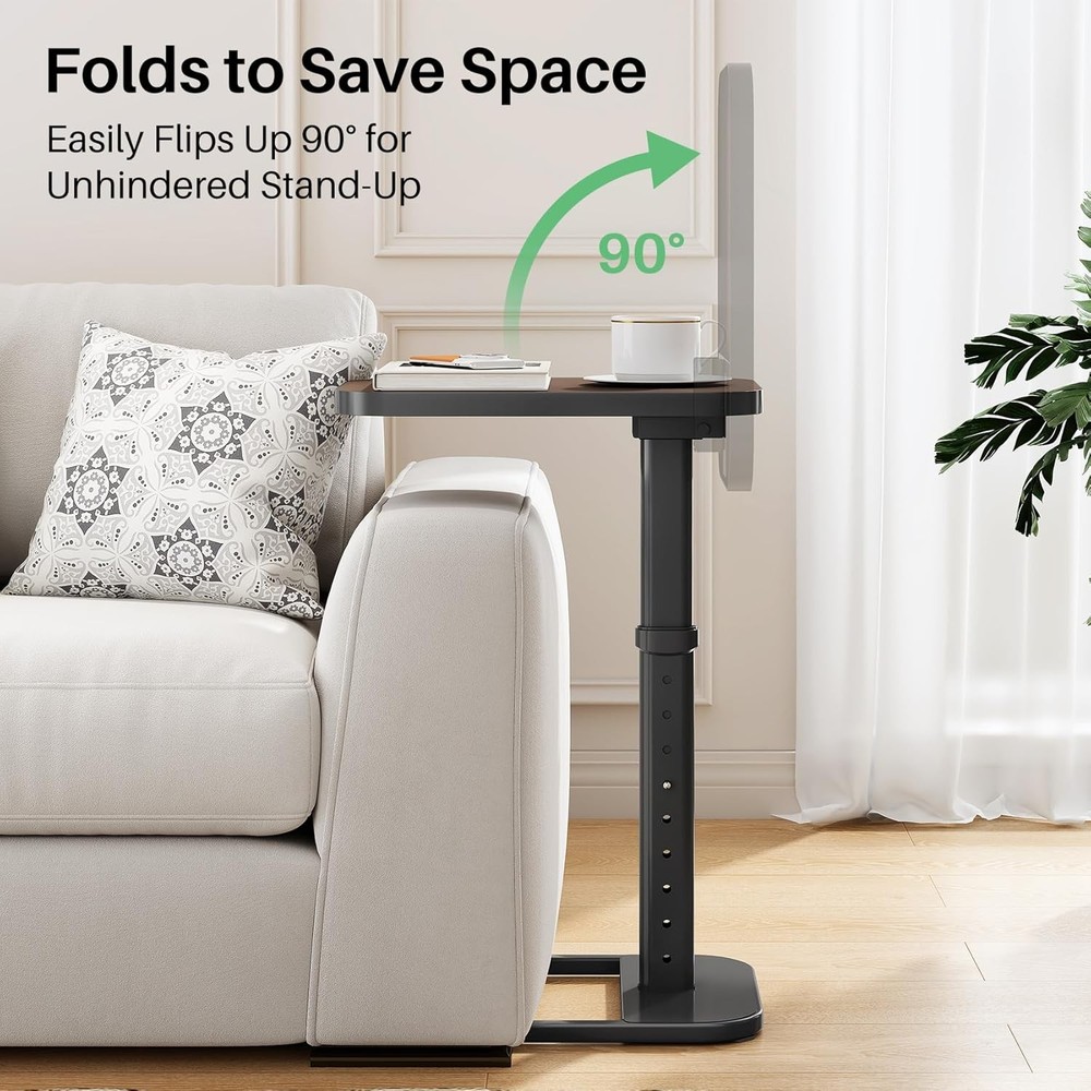 TV Tray Table Adjustable Height & Rounded Metal Corners Snack Table Couch Sofa