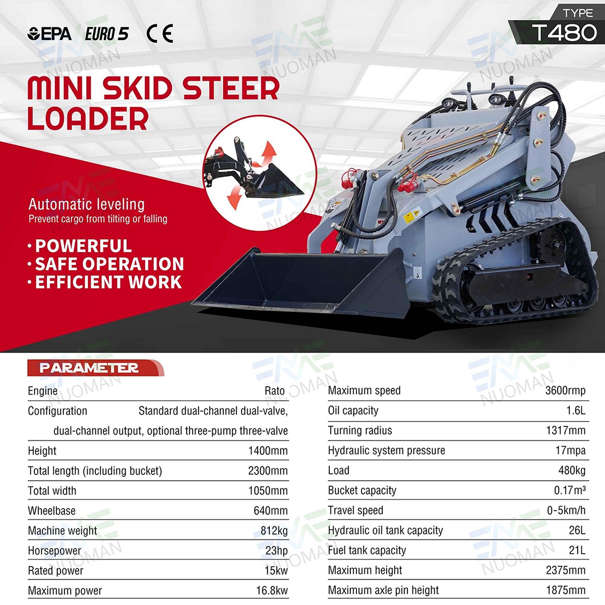 480 2645Lbs Tracked EPA 23HP 13GPM Mini Skid Steer 3-Pumps FREE SHIP Unloading