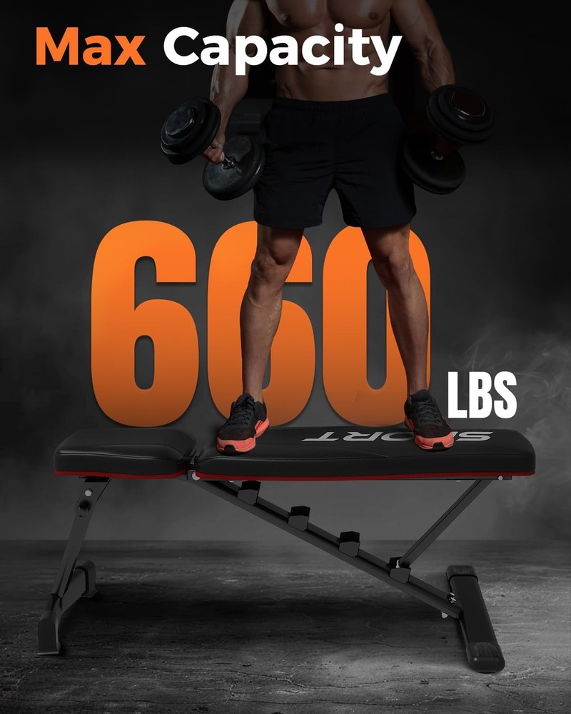 Adjustable Weight Bench Sit Up Bench Foldable Workout Bench with 5 Backrests
