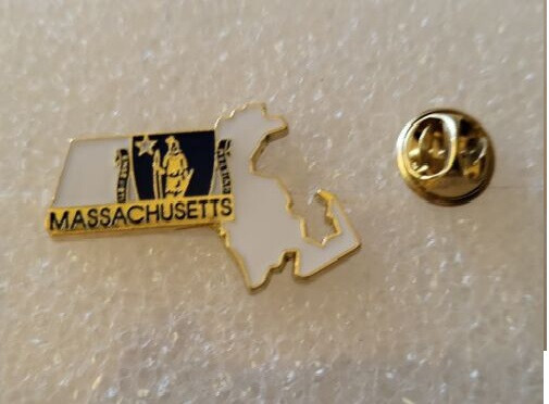 MASSACHUSETTS State Map Cloisonne lapel pin