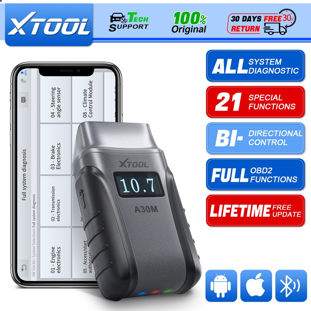 XTOOL A30M Full System Diagnostic Bluetooth Scanner Acitve Test Tool 21+ Service