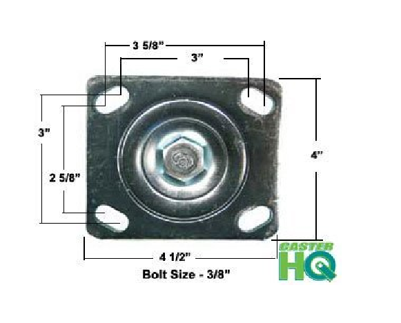CASTERHQ- 4" X 2" Tool Box Caster - Green Polyurethane Wheel - 700 Lbs Capacity