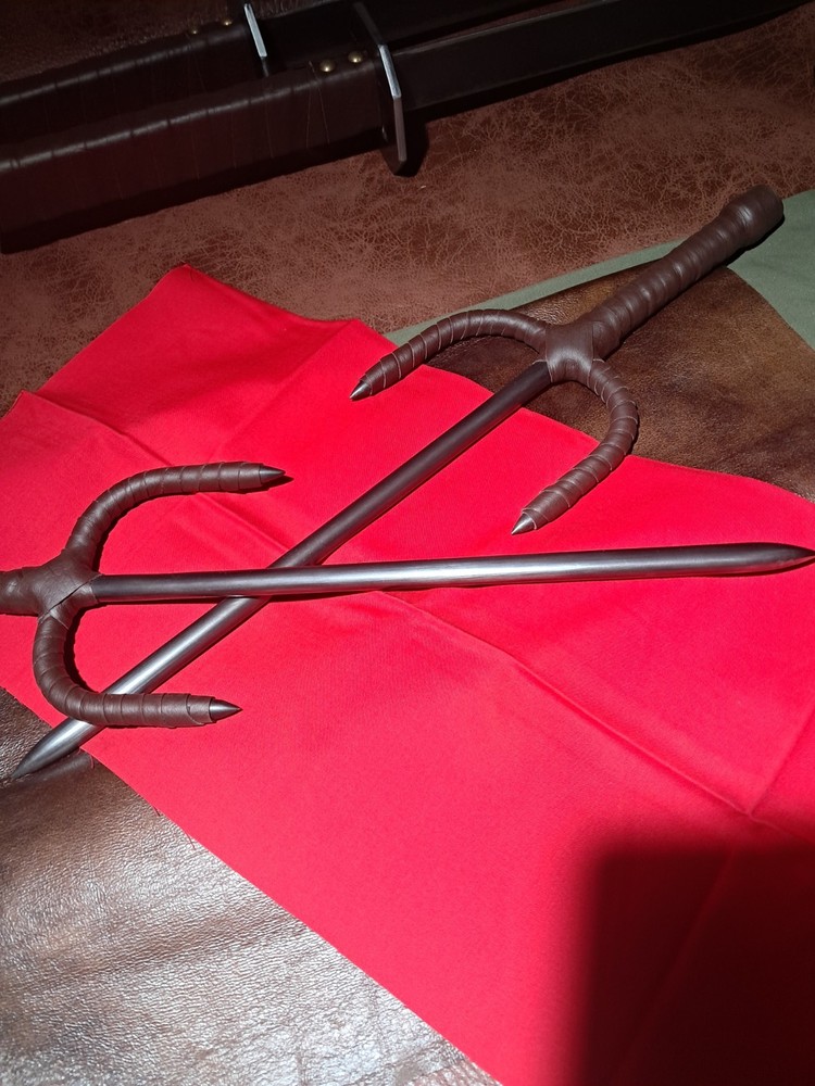 TMNT Custom Leonards Replica Ninjato Sord Set With Raphaels Sai Set.