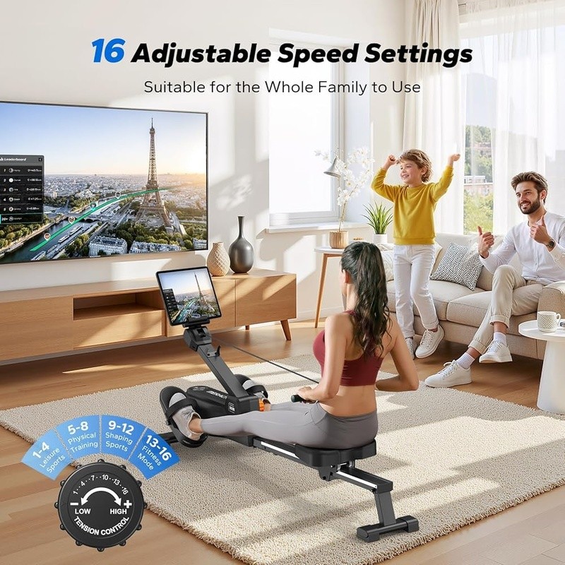 Compact Rowing Machine Adjustable Resistance Full Body Workout 1000 Programs US
