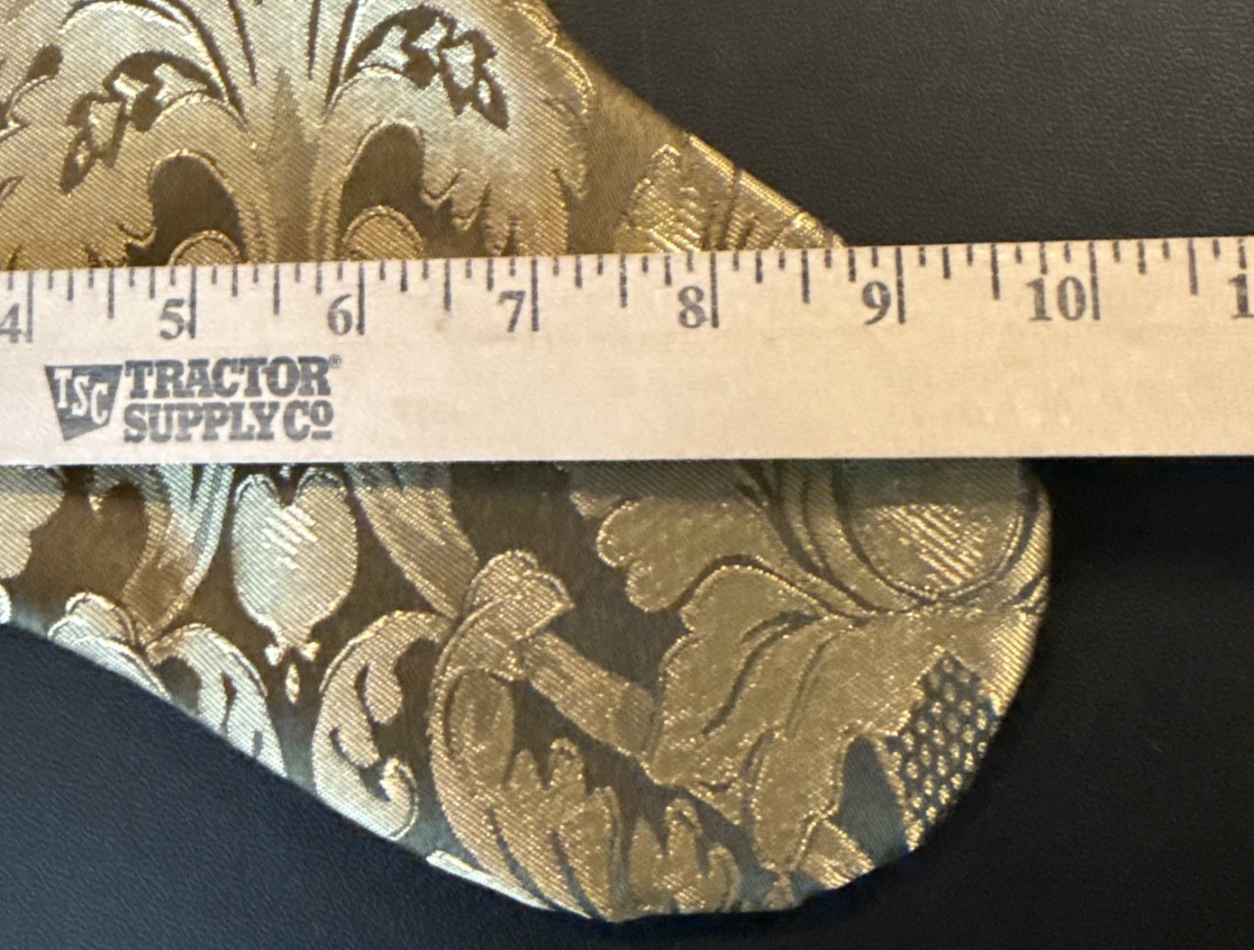 Victorian Style Damask Gold Fabric Green Velvet Trim Christmas Stocking 17” NEW