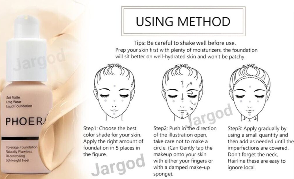 2 Pack Phoera Foundation Makeup Full Coverage Liquid Base Long Lasting Shade