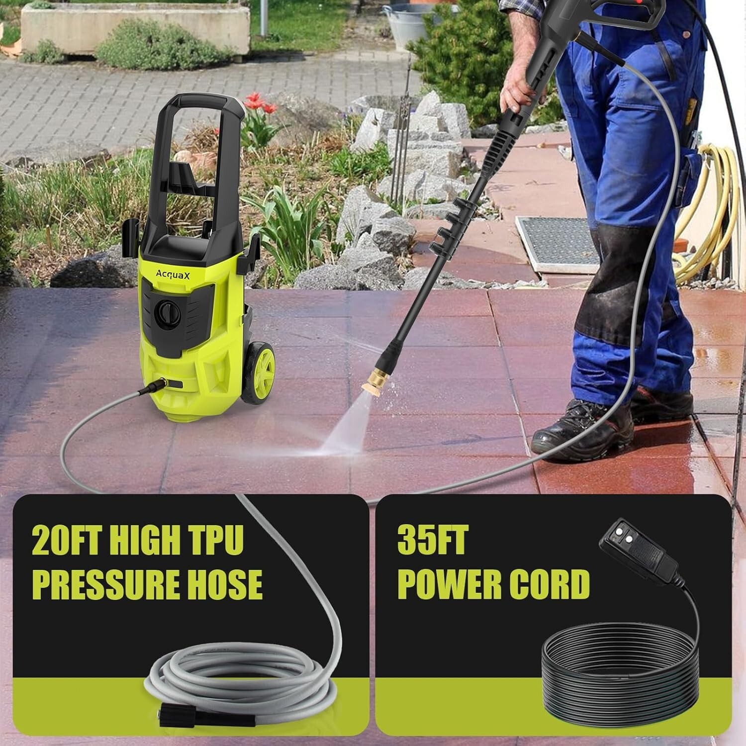 Electric Pressure Washer 4800PSI Max 4.0 GPM Power Washer Cleaning Machine Green