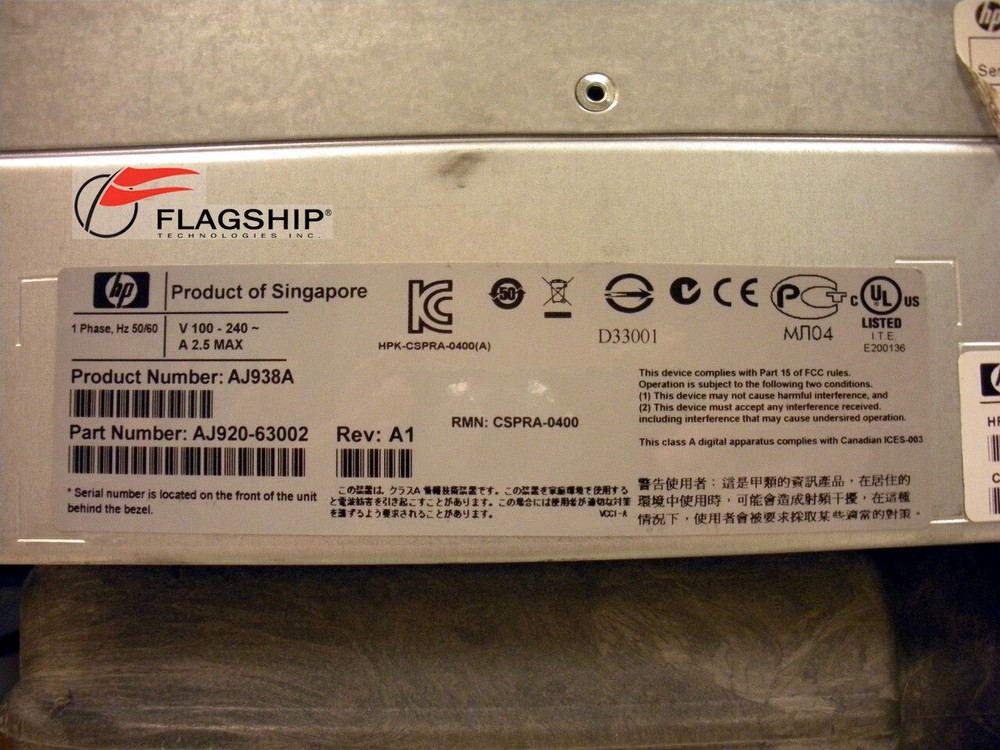 HP AJ938A P6500 HSV360 Dual Controller FC Array