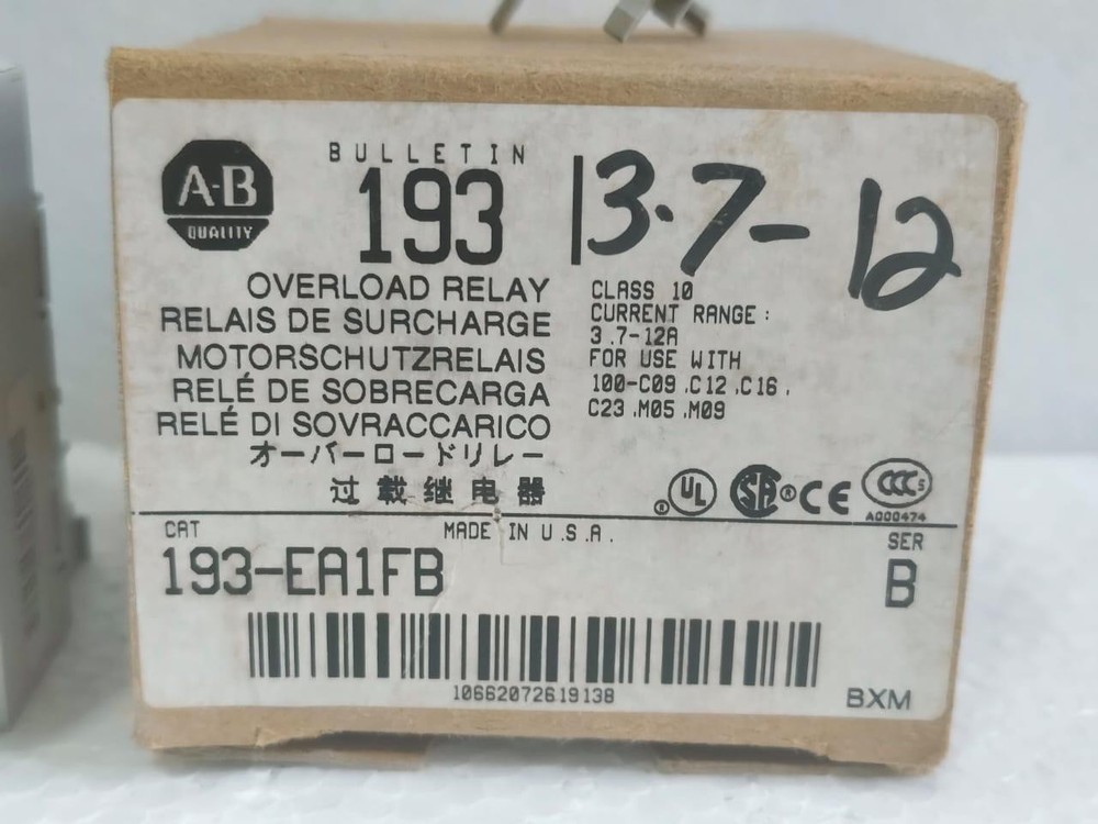 ALLEN BRADLEY 193-EA1FB OVERLOAD RELAY