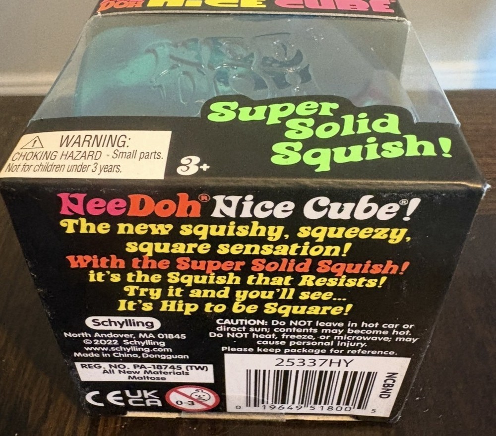 Nee Doh Nice Cube - Super Solid Squish! (Blue) - Brand New/Factory Sealed