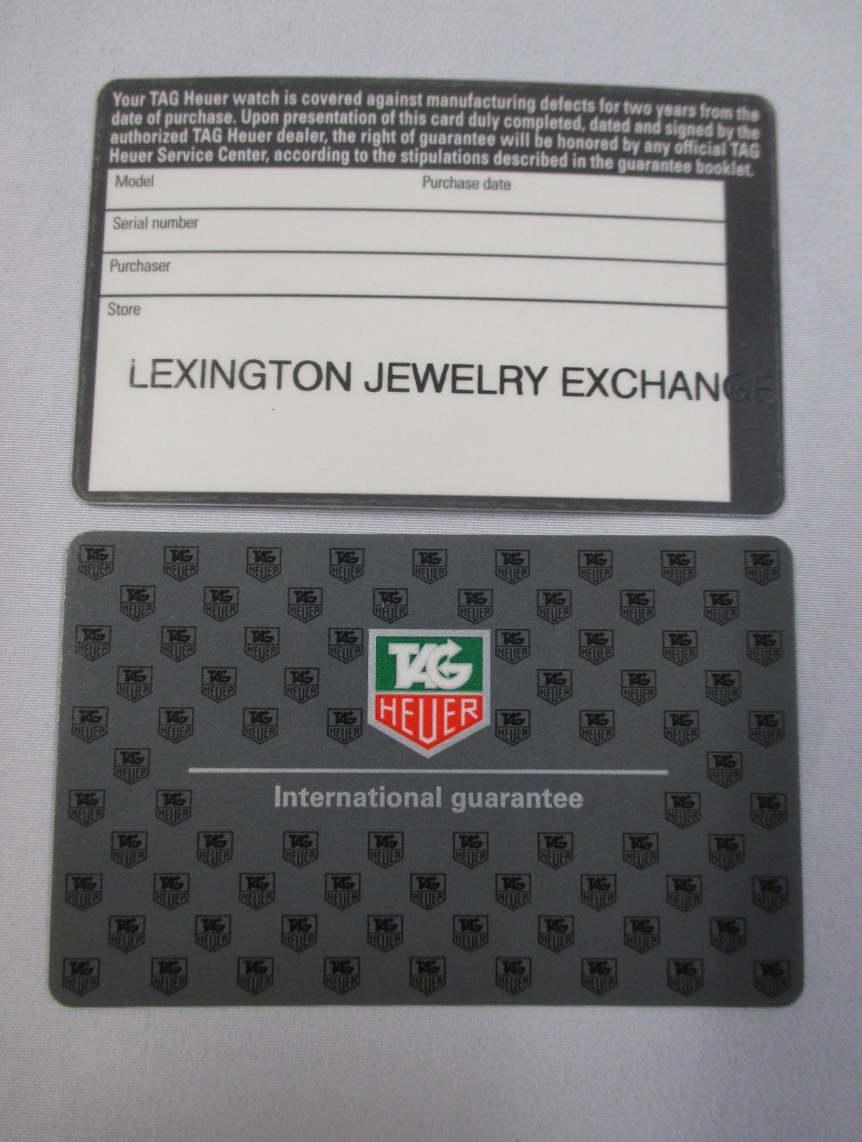 Open Gray Grey TAG HEUER 2 Year International Guarantie Card Dealer Store Stamp