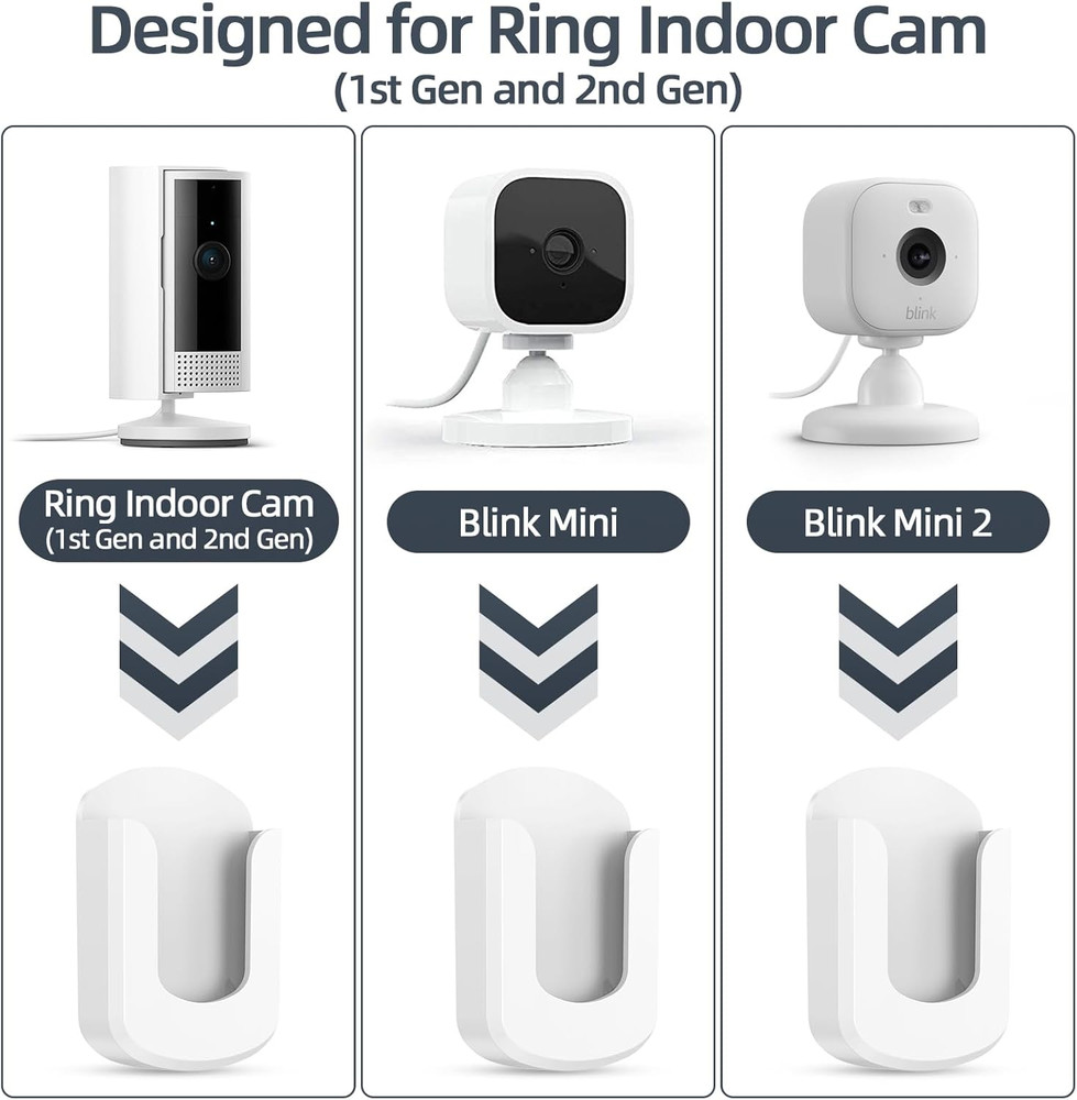 No Drill Ring Indoor Cam Adhesive Wall Mount Bracket - No Screws Needed, Easy In