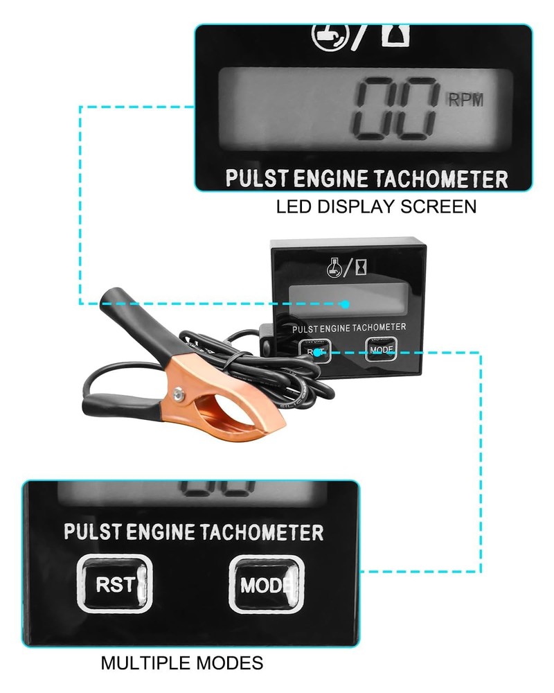 Small Engine Digital Inductive RPM Tachometer Tool FitChainsaw Cropper Generator