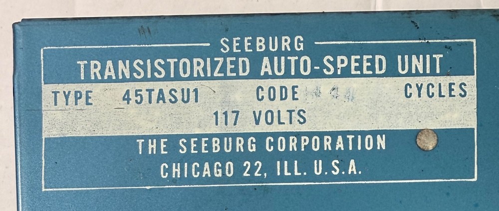 Seeburg Jukebox Transistorized Auto-Speed Unit Type 45TASU1 CodeB UNTESTED AS-IS