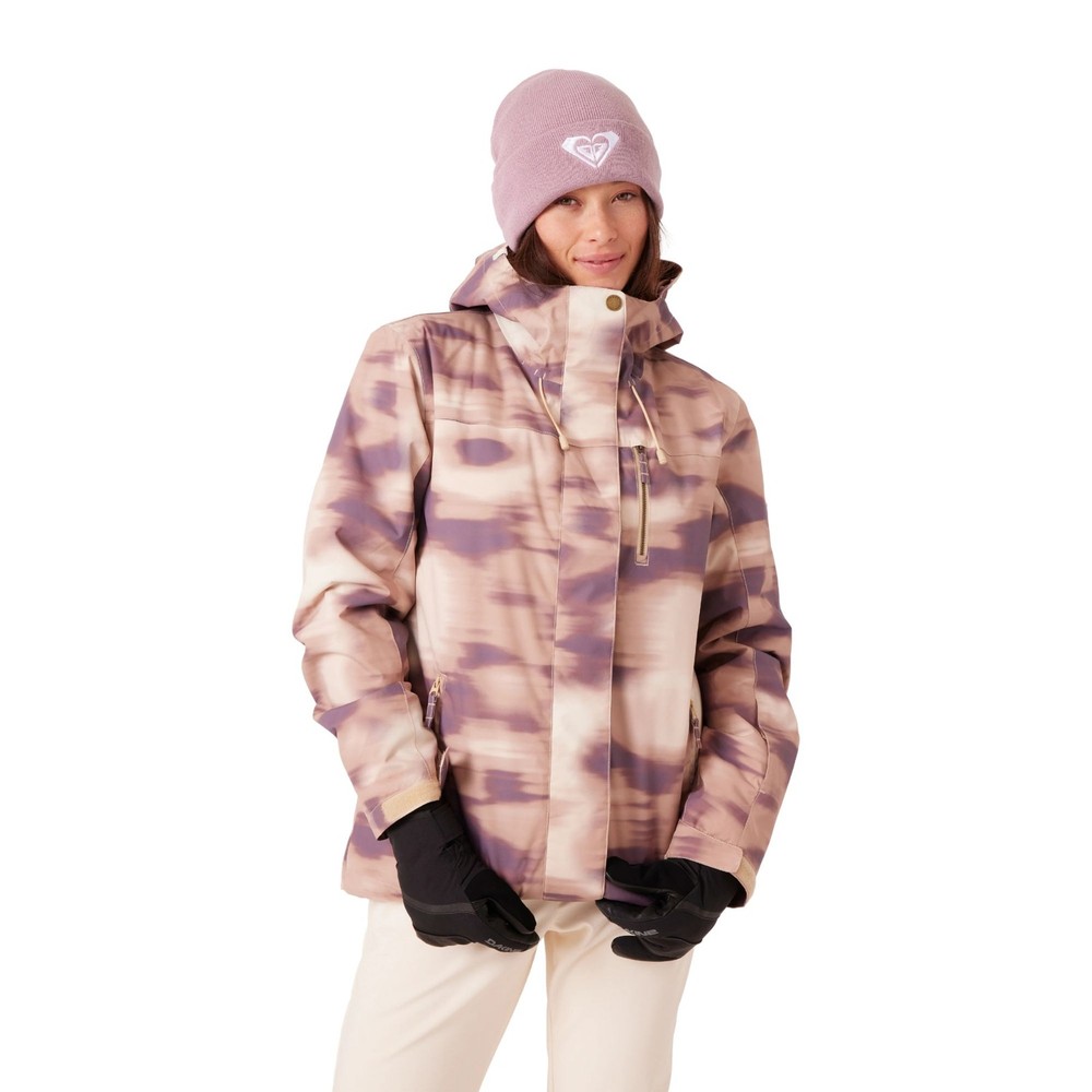 Roxy Jetty Print Women's Winter Jacket, Tan Combo, Small