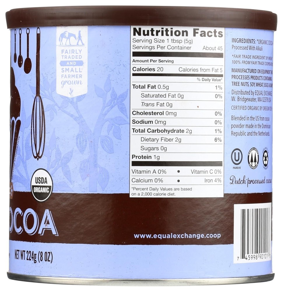 Dutch Process Baking Cocoa 8-Ounce Can - Organic & Ethically Sourced